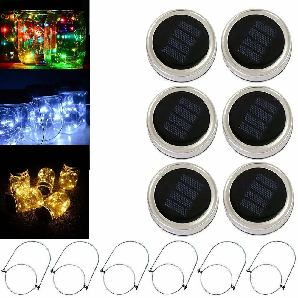 6 шт. Солнечный стеклянная банка с завинчивающейся крышкой огни 20 светодиодные