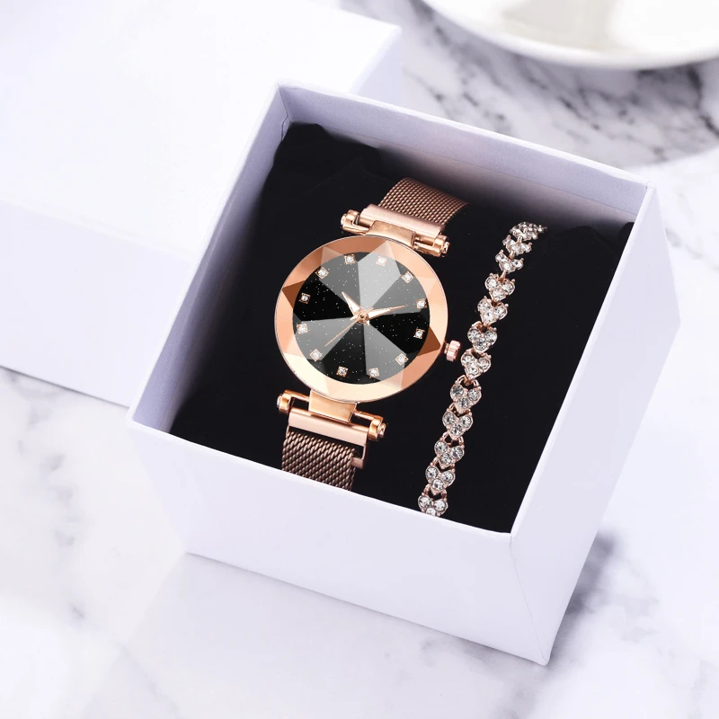 Женские кварцевые часы с золотым браслетом 3 шт./компл.|Женские наручные часы| |