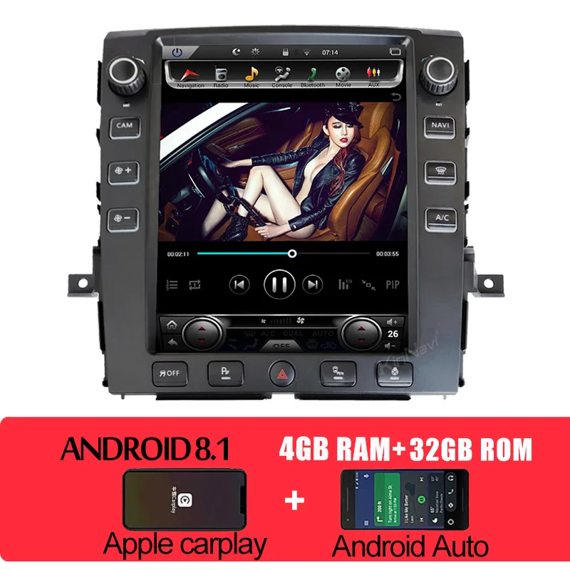 android car radio KiriNavi 12," Telsa стиль вертикальный экран Android 8,1 Автомагнитола для Nissan Titan XD автомобильный Dvd мультимедийный плеер gps навигация 4G - Цвет: android car radio