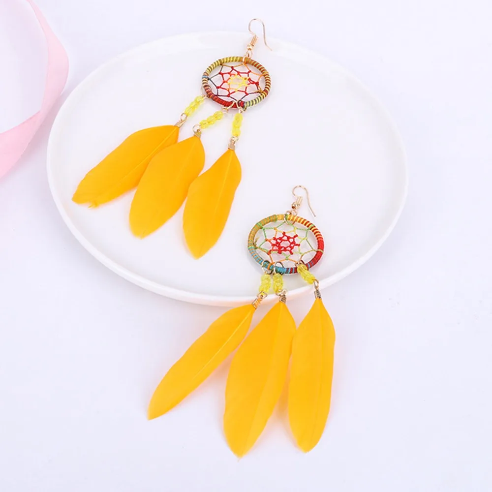 Новый Ловец снов с перфорацией в винтажном стиле форме листа перо длинные