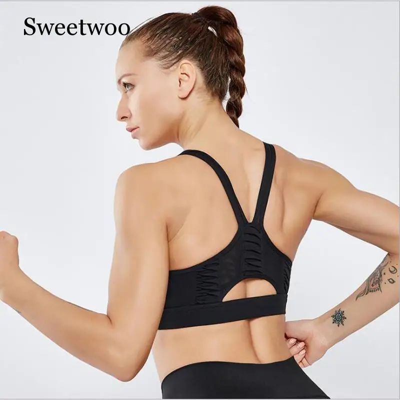 2019 Woman Sports Bra Yoga Exercise Clothing Female Breathable Quick-dry Shock-proof Vest-type Sports Underwear Gym Running Tops