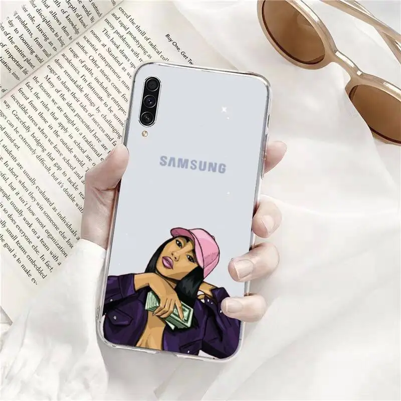 

black girl Phone Case Transparent For Samsung Galaxy A71 A21s S8 S9 S10 plus note 20 ultra