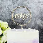 Деревянные один торт Топпер День Рождения Кекс Toppers флаги Свадьба детский душ принадлежности Красивая выпечка десертные украшения