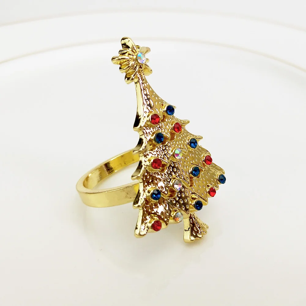 Ring Button Golden Napkin Diamond Tree New