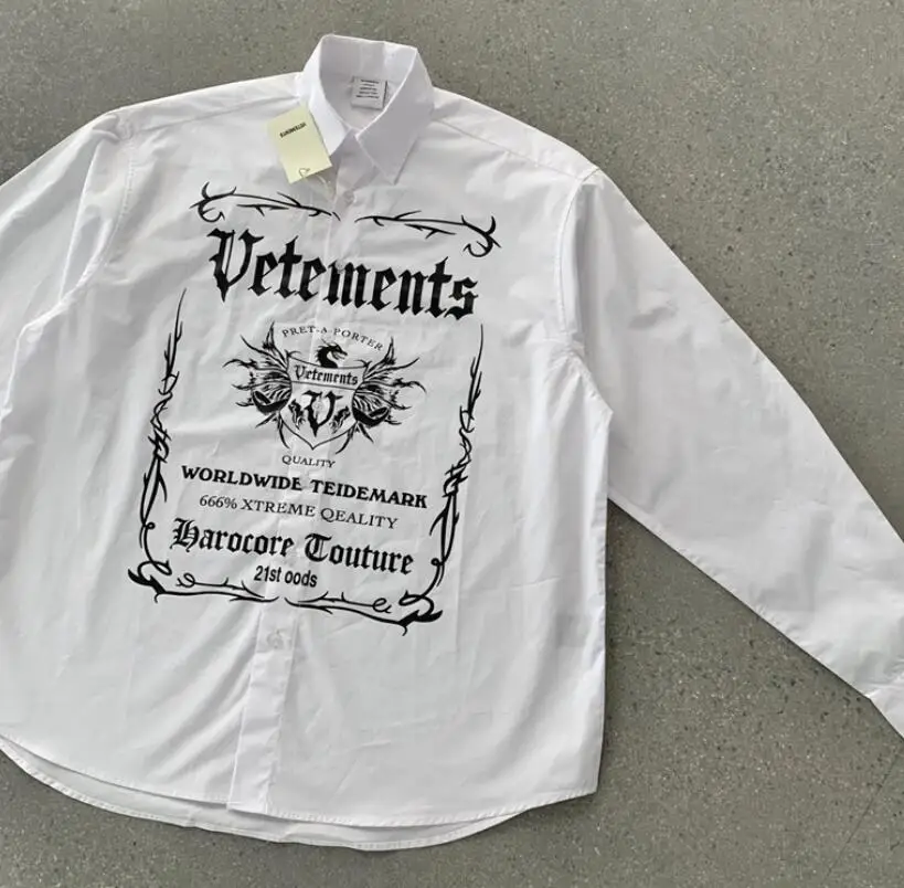 

21FW TOP NEW Vetements Men Women Shirts 1:1 High Quality Overshirt Dragon Pattern Prin Blouse Shirts