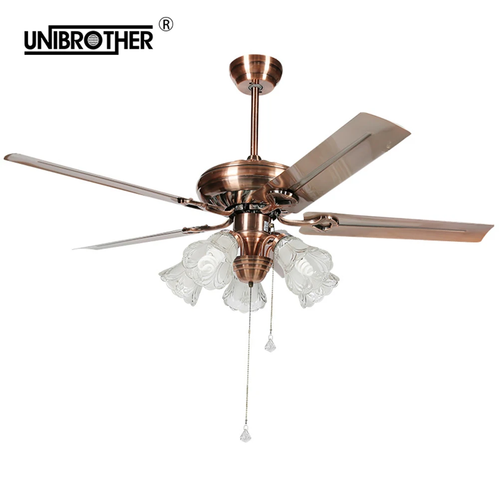 потолочный вентилятор ретро 52 дюймов Роскошные люстра с светильник Стекло