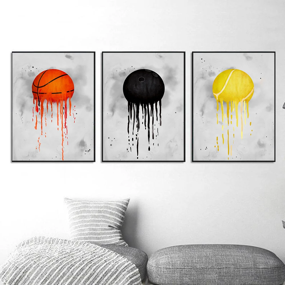 Футбол Баскетбол волейбол боулинг теннис спортивная серия картина на стену