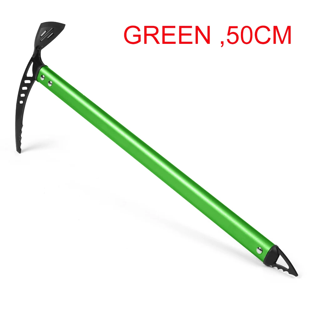 Green 50cm Ледоруб легкий тактический анодированный алюминиевый дизайн самозадержка для пеших прогулок ледник Снежный топор ручные инструменты Зимний спорт - Цвет: Green 50cm