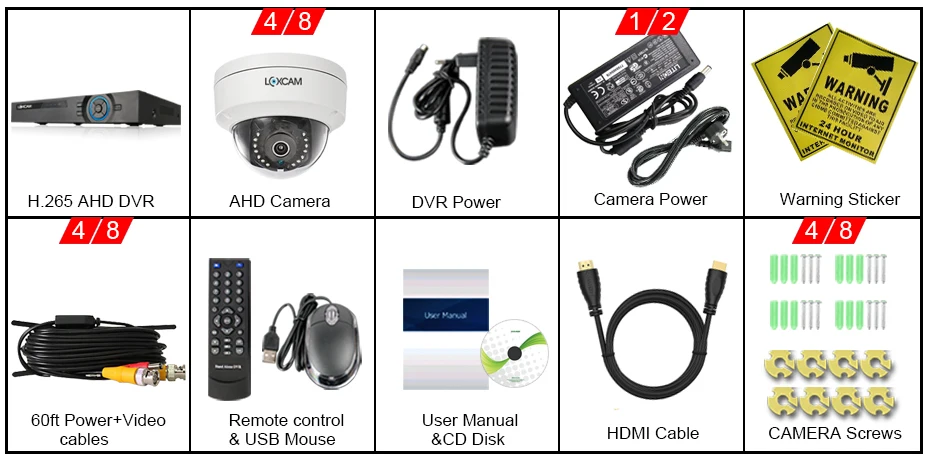 LOXCAM h.265+ камера безопасности Система 5MP Ultra HD Крытый Открытый Антивандальный ИК ночного наблюдения камера 4CH комплект видеонаблюдения
