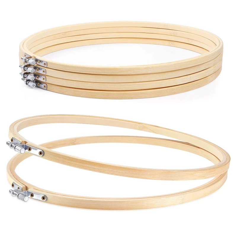 6 штук 12 дюймов деревянные круглые вышивальные обручи регулируемые бамбуковые