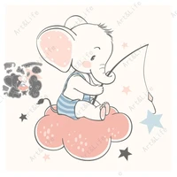 diy scrapbooking pink cartoon baby elephant fishing 2022 new metal cutting dies stencils album birthday cards embossing cut die