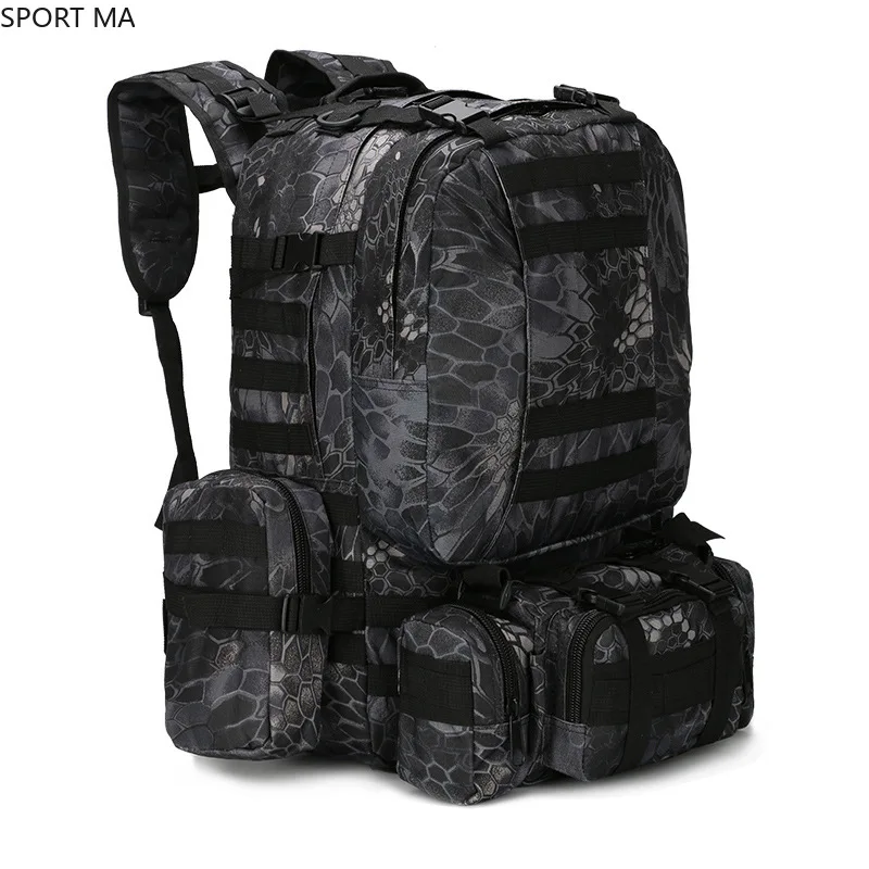 

50L Tactical Backpack 4 in 1 Military Bags Army Rucksack Backpack Molle Outdoor Sport Bag Men Camping Hiking Travel Climbing Bag