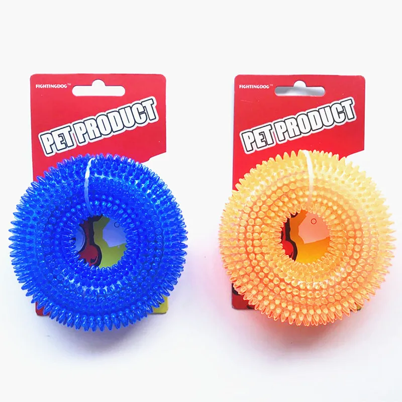 

Pet Toys Bite Resistant Sound Toy Ball Chew Teeth Clean Large Dog Golden Retriever Barbed TPR Train Teeth Cleaning Jouet Chien