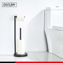 Free Standing Bathroom Toilet Paper Holder Stand Reserve Storage SUS304 Pedestal Lavatory Tissue Roll Holder Matte Black