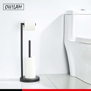 free standing bathroom toilet paper holder stand reserve storage sus304 pedestal lavatory tissue roll holder matte black free global shipping