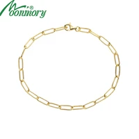 moonmory 100 925 sterling silver gold plated paper clip bracelet for women diy jewelry making fit charms classic men bracelet