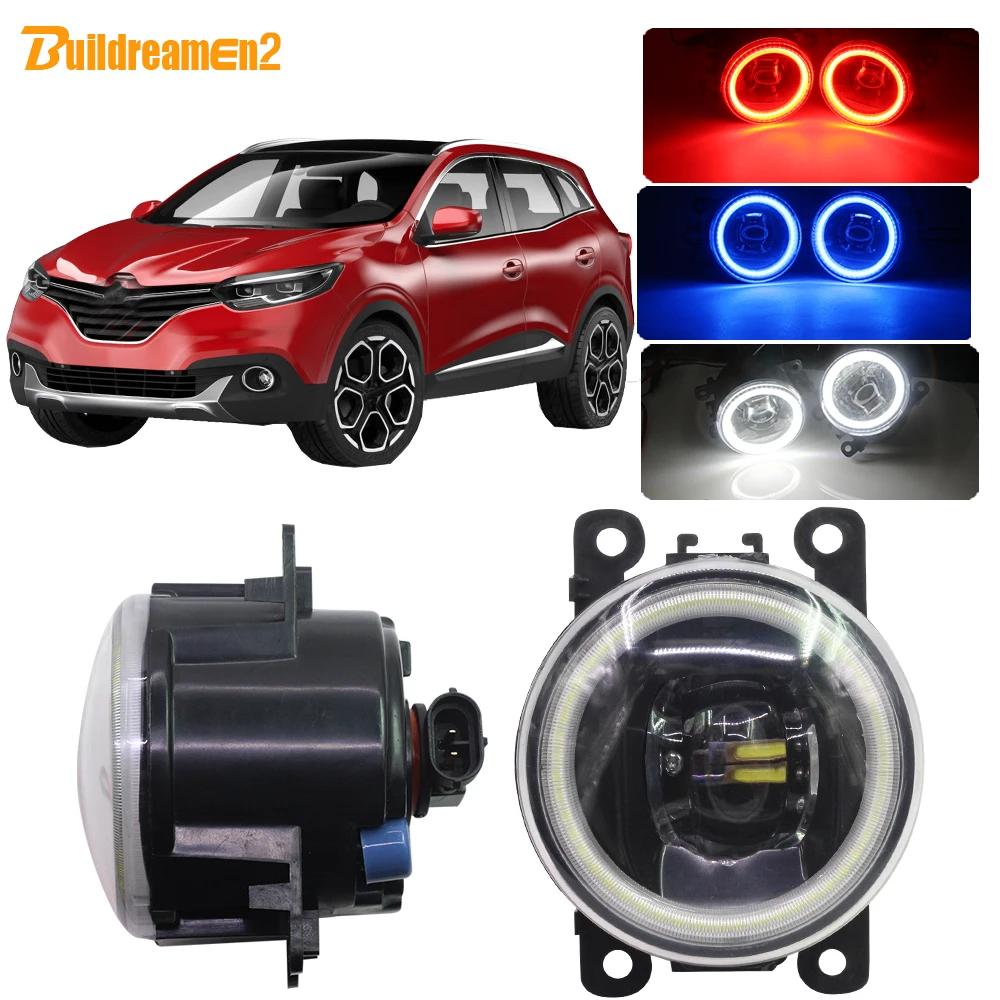 

Buildreamen2 Автомобильный светодиодный противотуманный фонарь светильник комплект 4000LM объектив глаза ангела дневного светильник 12V для Renault ...