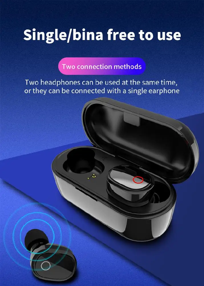 

Wireless Bluetooth 5.0 Headset Sports In-Ear Stereo Dual Earbuds TWS