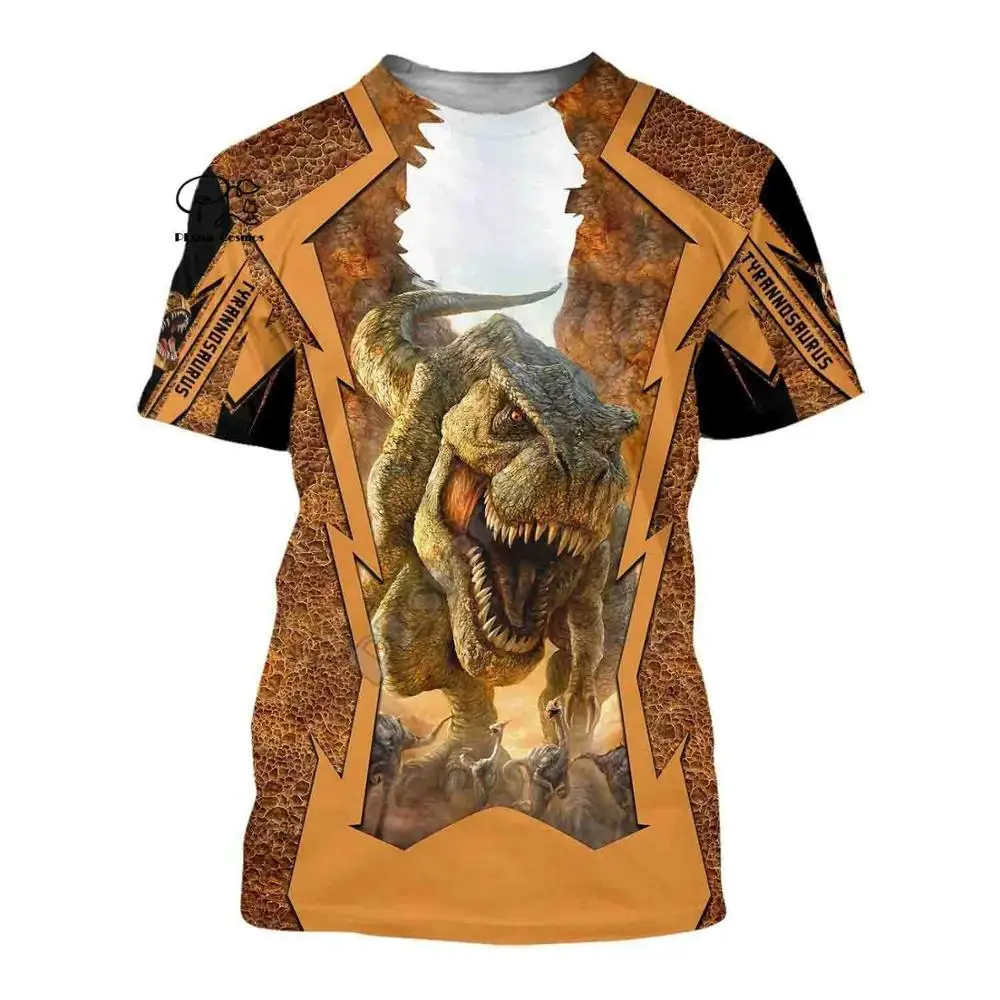 

PLstar Cosmos 3DPrint Hunter hunting Dinosaur Animal Man and Woman Harajuku Streetwear Casual Funny Tshirts Short sleeve-a1