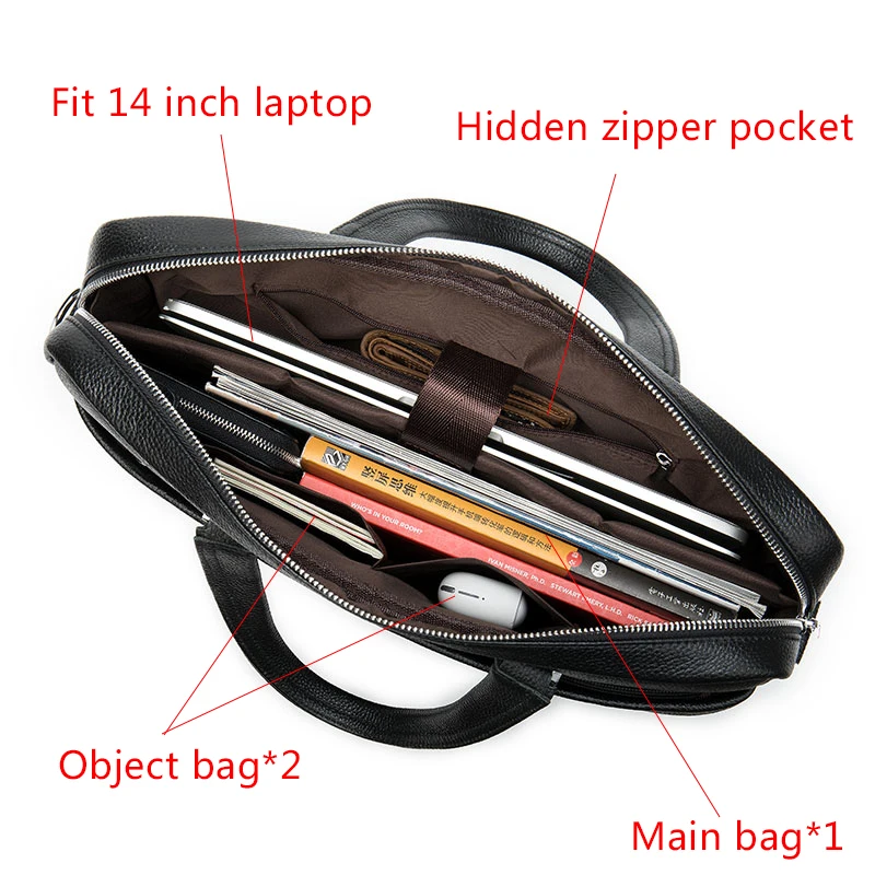 Портфель мужской из натуральной кожи для ноутбука 14 дюймов 9082 - купить по