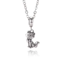 cute kitten necklaces fashion sliver color stainless steel cat pendant necklace women simple jewelry sp0558