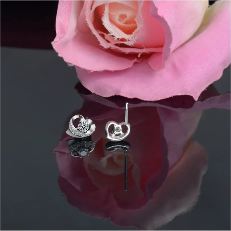 

Creative Prevent Allergy 925 sterling silver Zircon Wedding Party Stud Earrings For Women Girl Gift pendiente oorbellen