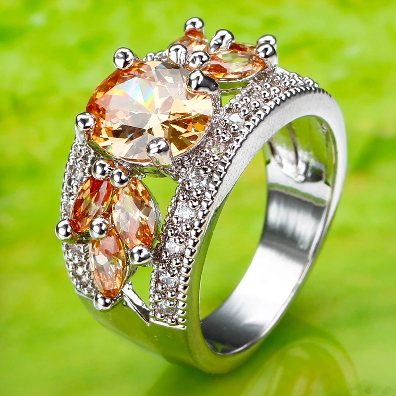 Lingmei модные женские туфли Morganite белый серебряные Цвет кольцо Размеры 7 8 9 10 11 12 Высокое качество унисекс Благородный ювелирные изделия 650r5