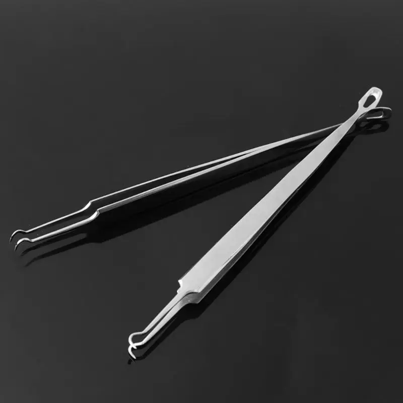 

Stainless Steel Double-End Curved Blackhead Remover Tweezers Acne Extractor Clip MOLF