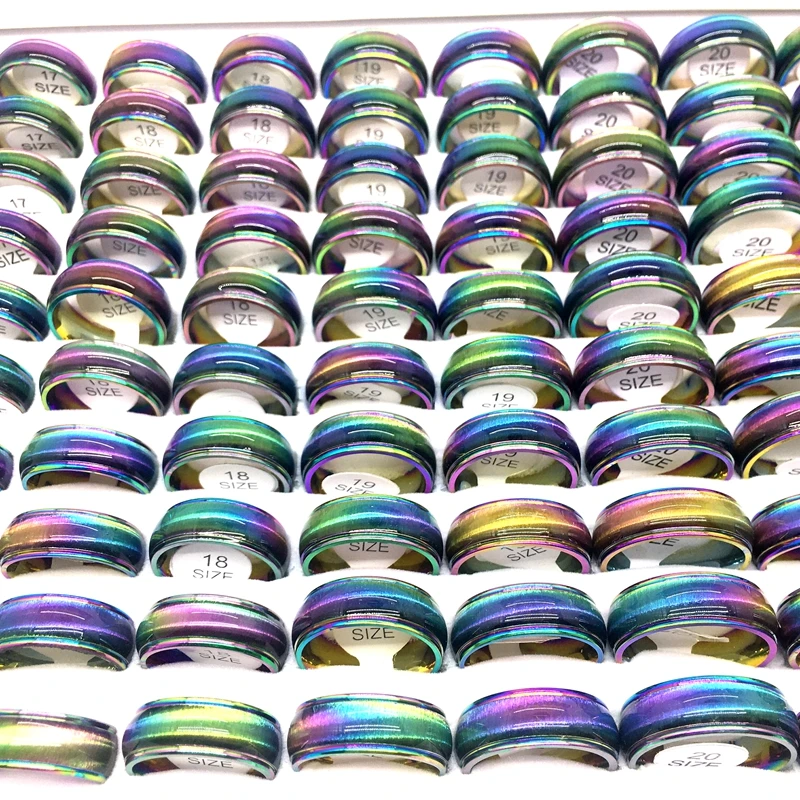 

Мужские и женские кольца из нержавеющей стали, 50 шт./лот