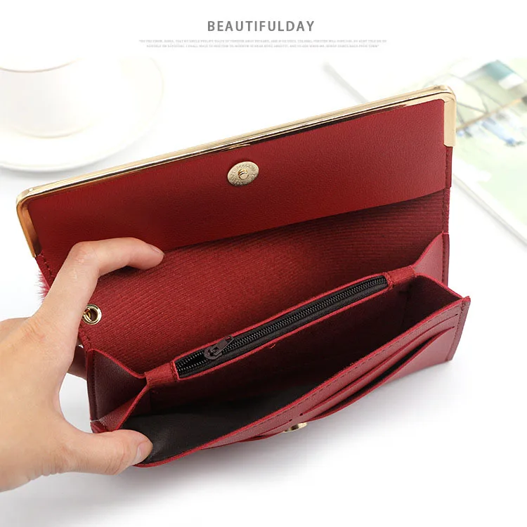 Fashion Tassel Bow Women Wallet Wome Long Leather Clutch Money Clip Casual Coin Purse Passport Credit Card Holder Phone Pouch