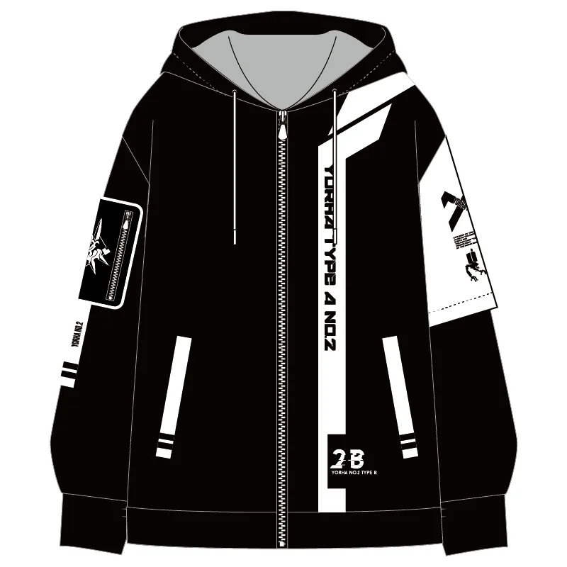 

Anime NieR:Automata YoRHa Type A No. 2 Fashion Loose Hooded Hoodie Coat Outerwear Men Women Student Harajuku Jacket Tops Cosplay