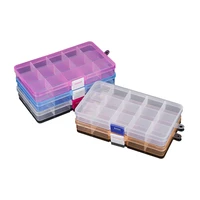 15 grids high quality plastic beads tool craft adjustable translucent organizer storage box case for diy craft jewelry container