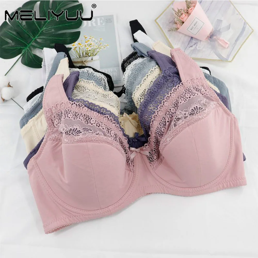 Womens Lace Bras Large Bosom Brassiere Light Padded Underwire Underwear Tops Busty Sexy Lingerie Plus Size Bralette