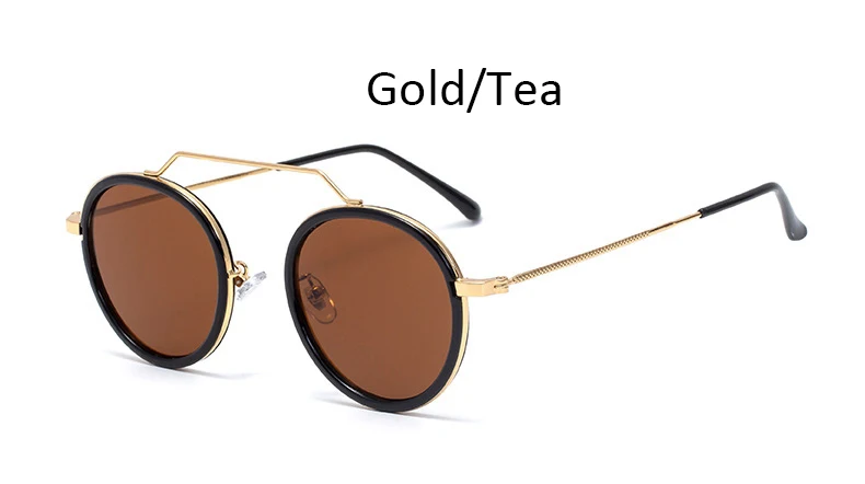 Gold Tea Новинка, винтажные женские солнцезащитные очки, роскошный бренд, Ретро стиль, круглая металлическая оправа, женские солнцезащитные очки, модные оттенки для женщин, Oculos UV400 - Цвет линз: Gold Tea