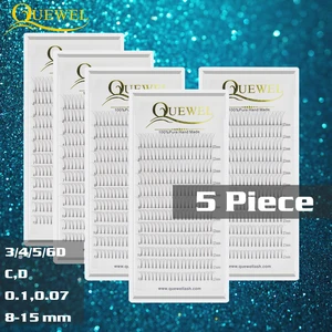 5 лотков готовые объемные вентиляторы ресницы профессиональные русские объемные ресницы для наращивания короткие Стволовые ресницы Quewel 3D-6D 0,07 мм