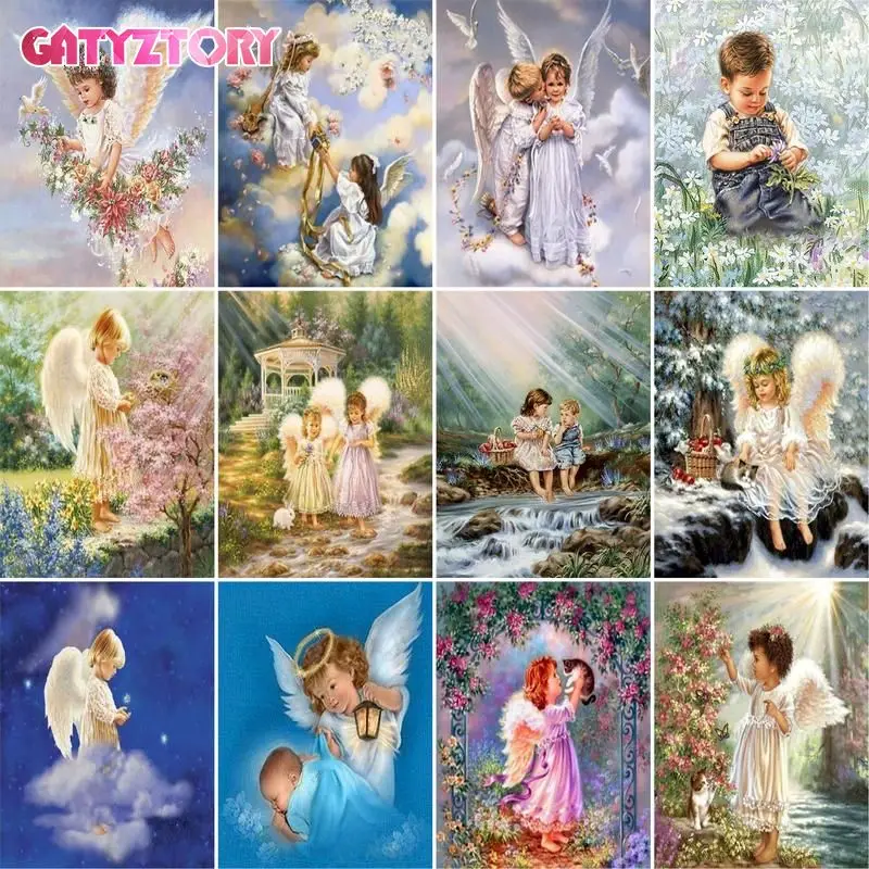 

GATYZTORY 5D DIY Diamond Painting Rhinestones Pictures Diamond Embroidery Sale Angel Figure Cross Stitch Mosaic Crafts Kit