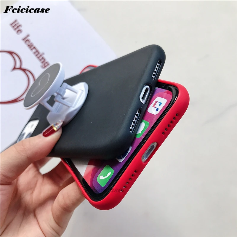 Простой матовый чехол для iPhone 11 Pro Max XR XS 6S 8 7 Plus силиконовый мягкий с держателем
