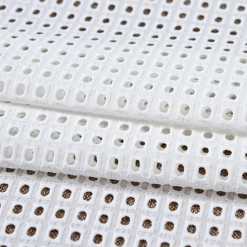 

Off White Square Hollow Lace Cloth Embroidered Women's Summer Cotton Cloth Hollow Lace Fabric 1yard