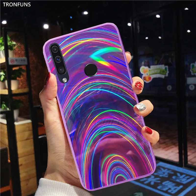 Градиентный чехол с радужным лазером для Huawei Y5 Y6 Y7 Prime Y9 2019 чехлы блестящий