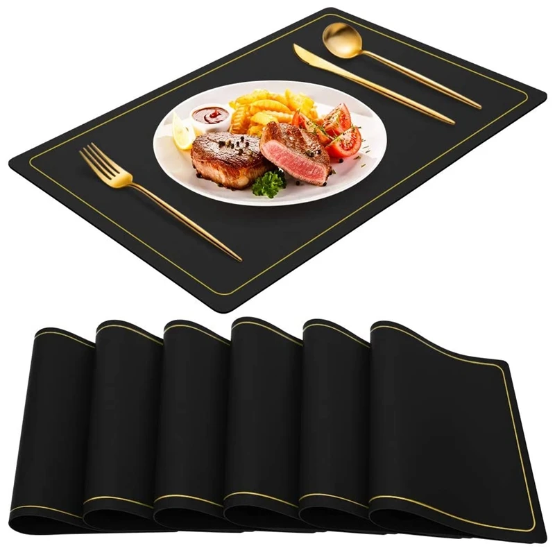 

Placemats for Dining Table Waterproof Washable Kitchen Table Mats for Easter Thanksgiving Christmas Home Decor Set of 6