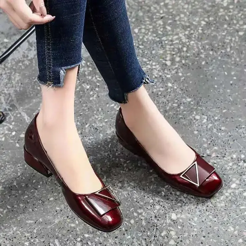

Cresfimix Zapatos Mujer; Женские модные черные офисные туфли на квадратном каблуке с круглым носком без шнуровки; Женские удобные летние туфли-лодочки...