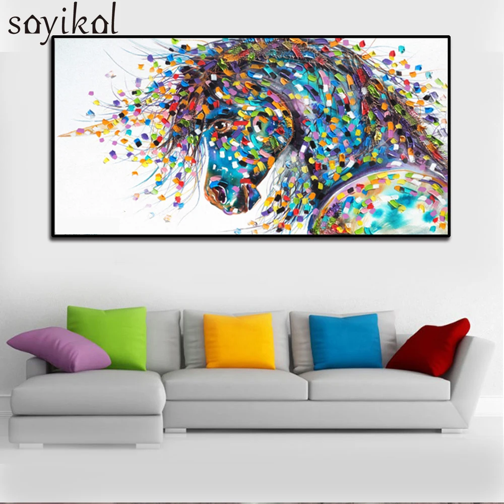 11 Красочный холст с изображением лошадей картина плакат скандинавские животные