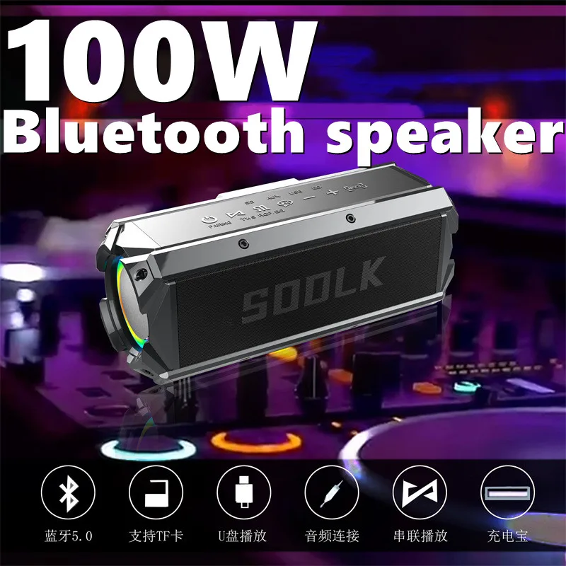 100W yüksek güç hoparlör ev sineması TWS 3D Stereo Subwoofer ses kutusu Caixa De Som açık kablosuz taşınabilir Bluetooth hoparlörler