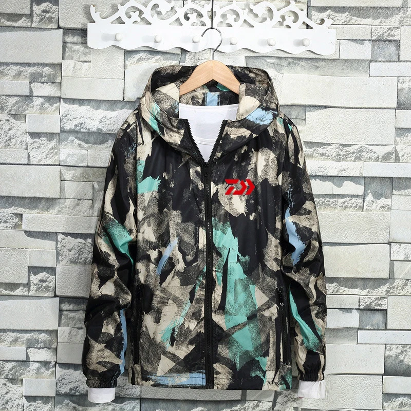 Мужская водонепроницаемая камуфляжная одежда для рыбалки DAYIWA куртка с капюшоном