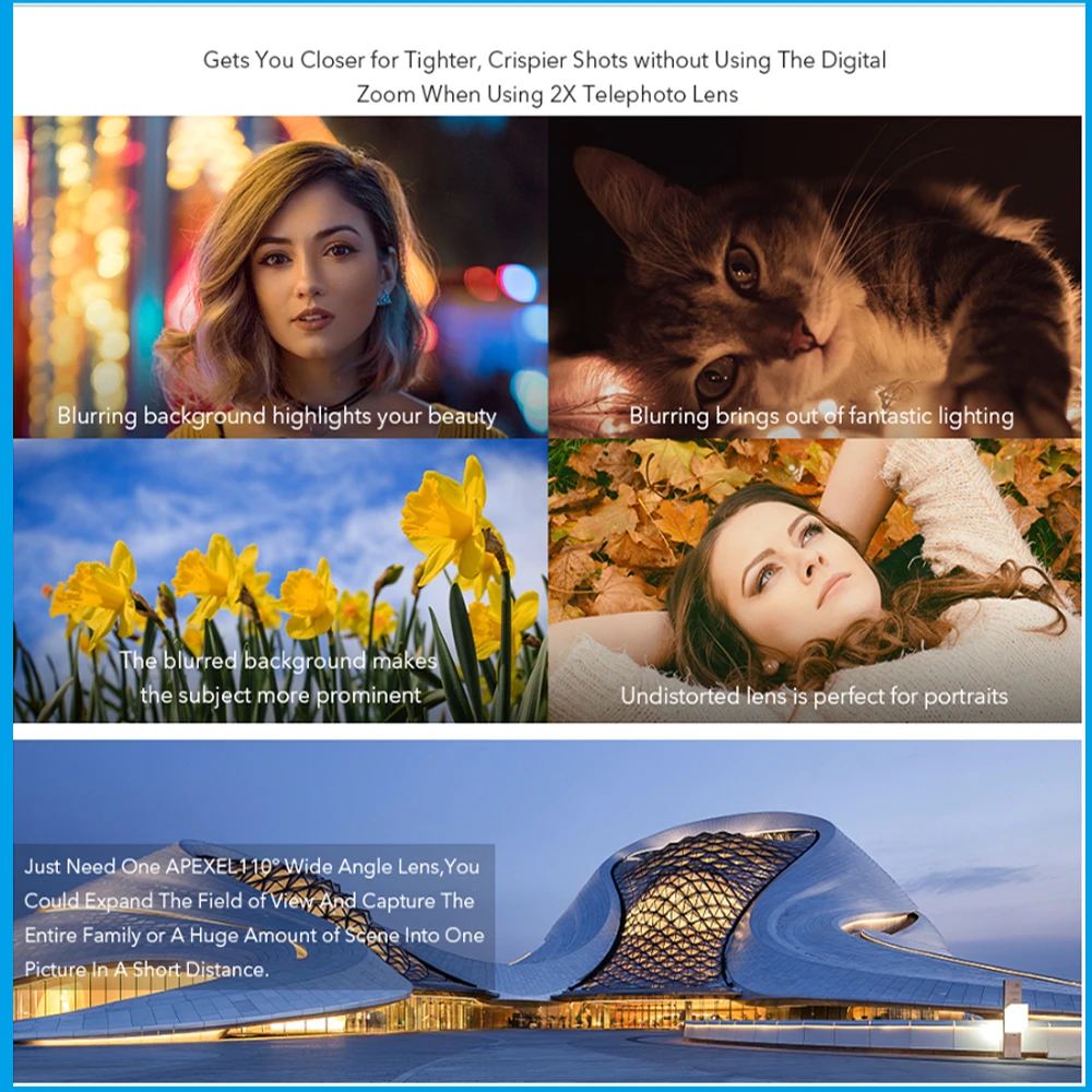 Объектив для телефона универсальный широкоугольный рыбий глаз 5 в 1 4K iphone Samsung Xiaomi