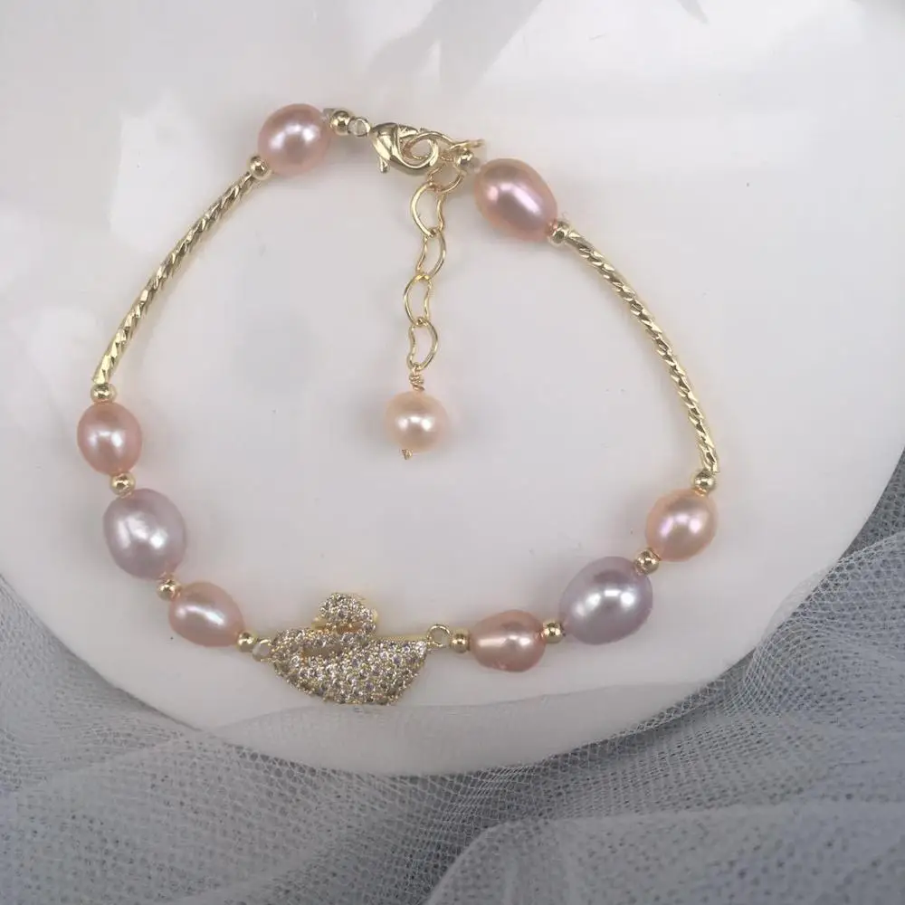 

Pulseras De Perlas Cultivadas Natural Pearl Bracelet for Women Kids Jewelry Fashion Cute Animal Bracelet Perles Blanches Pulseir