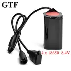 GTF 8,4 в T6 лампа 4800 мАч 1A аккумулятор 4*18650 литий-ионный аккумулятор для лампы L2 светодиодный велосипедный фонарь с USB + сумка для аккумулятора