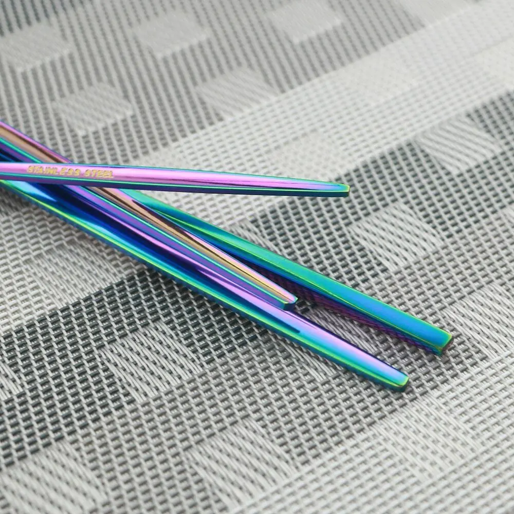 Набор разноцветных столовых приборов из нержавеющей стали радужных кухонных