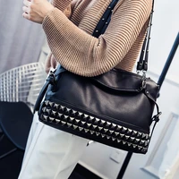 women brand design lychee pattern handbags large capacity rivet shoulder bag for ladies female punk crossbody bags high quality