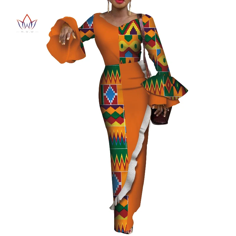 

2021 африканские платья для женщин, африканские платья Дашики, платье до щиколотки с расклешенным длинным рукавом 6XL, повседневное свадебное ...